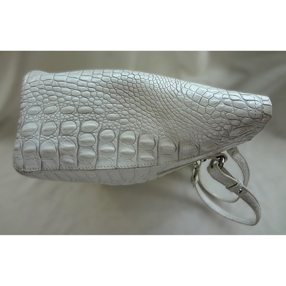 Brahmin Medium Asher Tote and Matching Wallet Croc Embossed Leather Coconut Milk - Picture 5 of 16